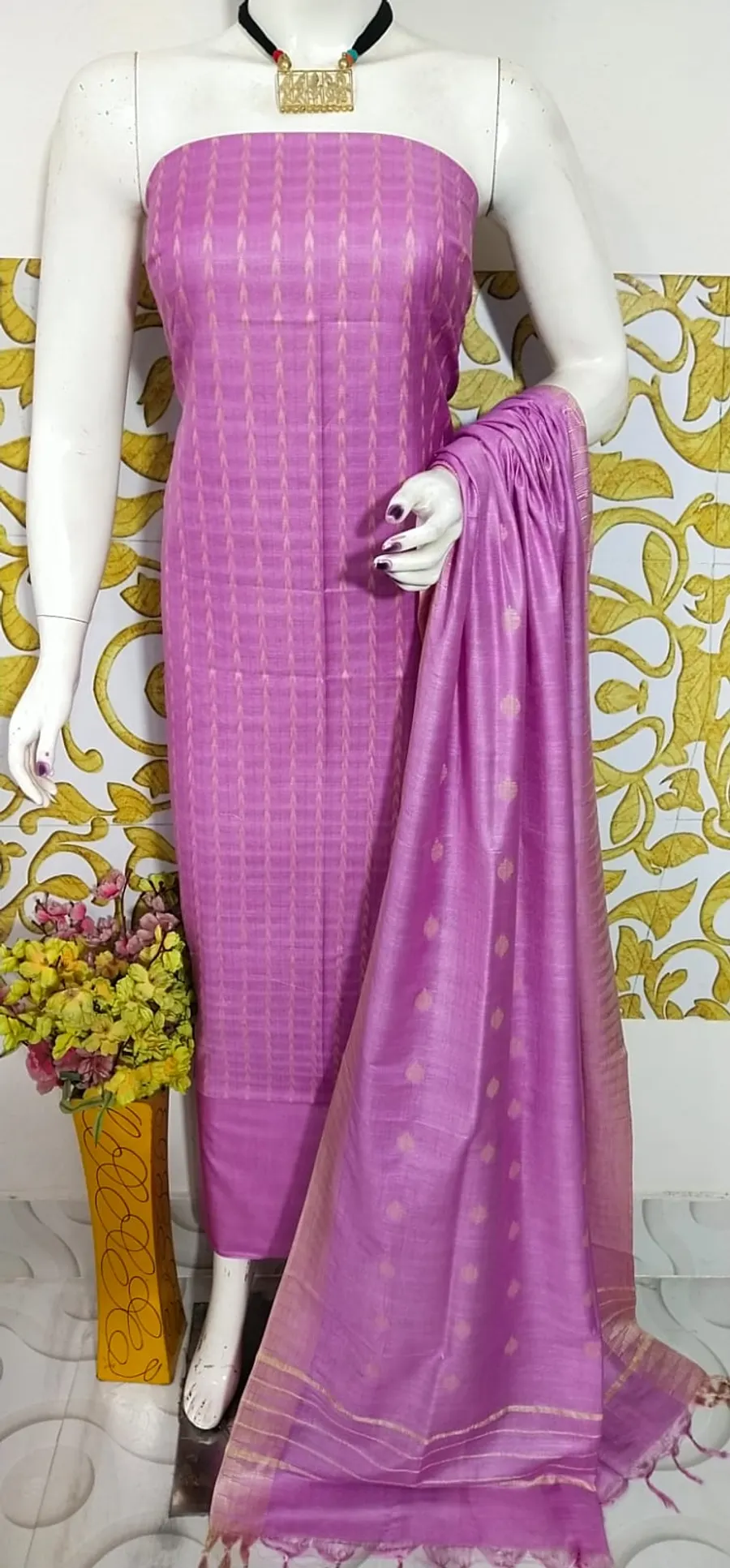 Katan Salab Weaving Design Suit – Premium Silk-Feel Unstitched Ethnic Set
